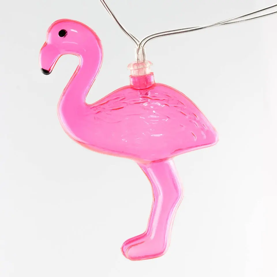 Lampen koord - flamingo LED - 10 lampjes - zonne-energie