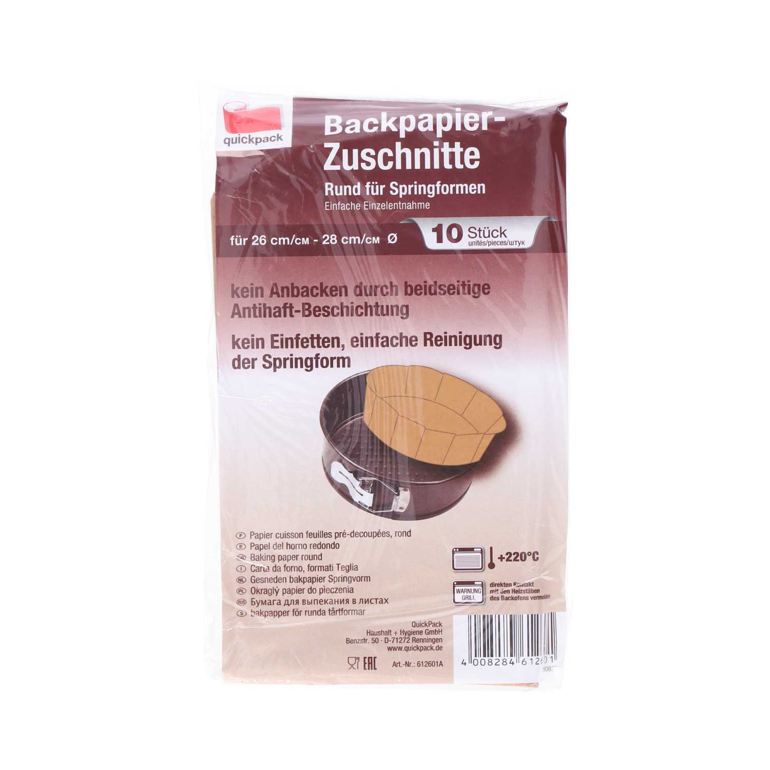 Scotia Backpapier-Zuschnitte für Springformen Ø 26-28 cm 10er braun