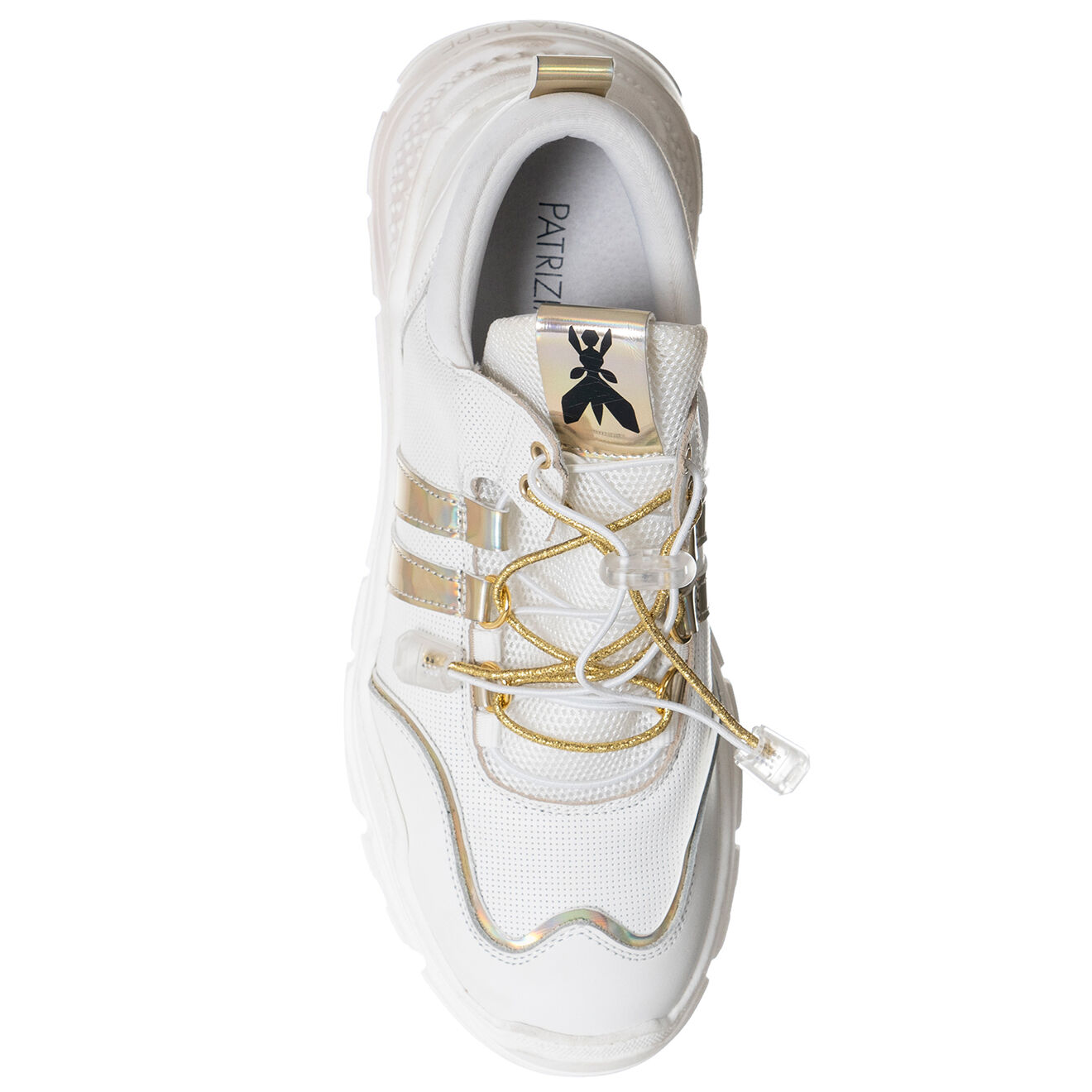 Patrizia Pepe Baskets en Cuir Run blanc/doré - Talon 5 cm