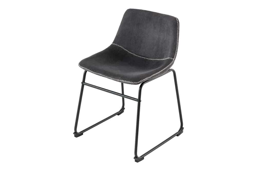 Industrial Design Stuhl DJANGO grau Cord mit Metallgestell