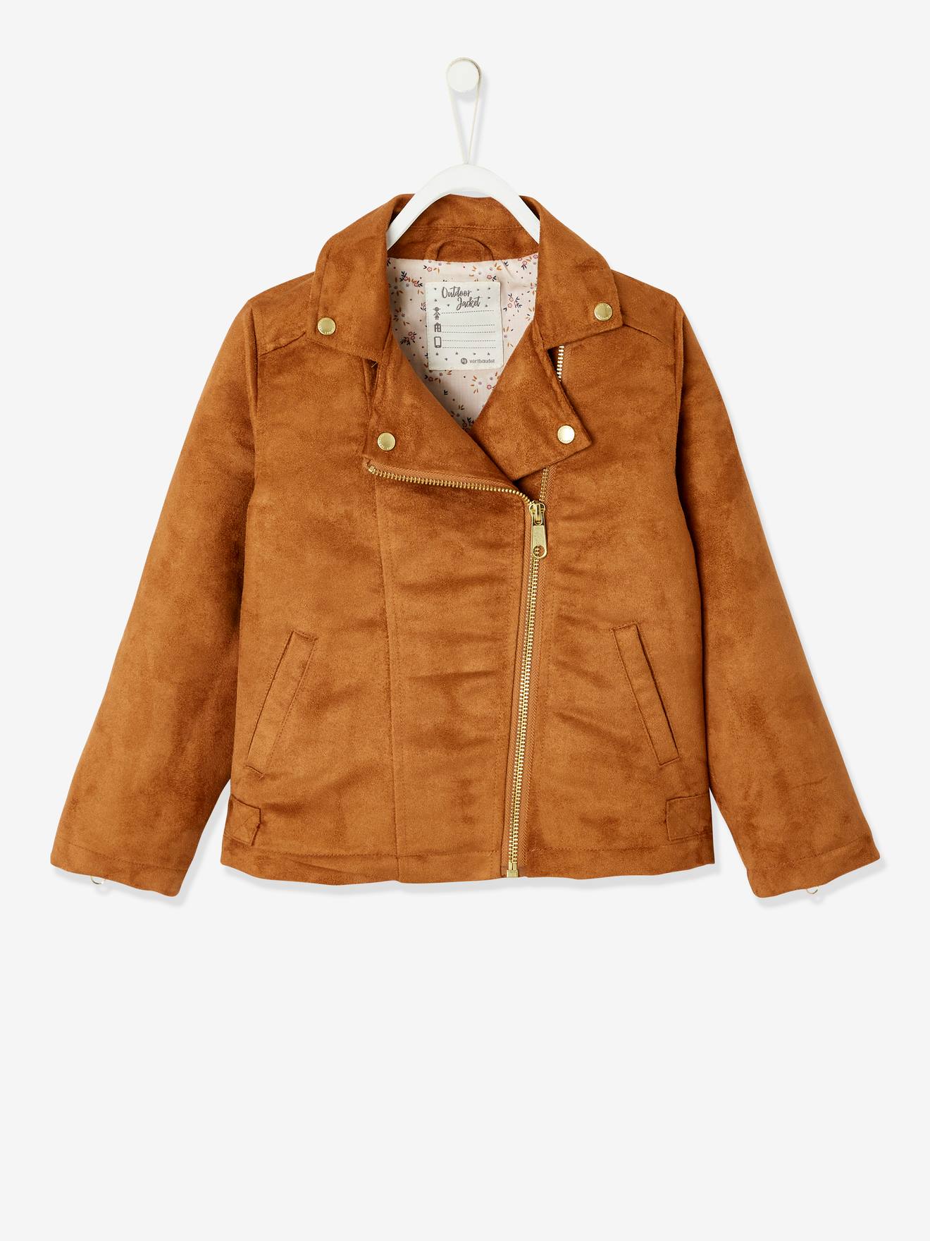 Jaqueta de nobuck estilo perfeito para meninas, cinza escuro