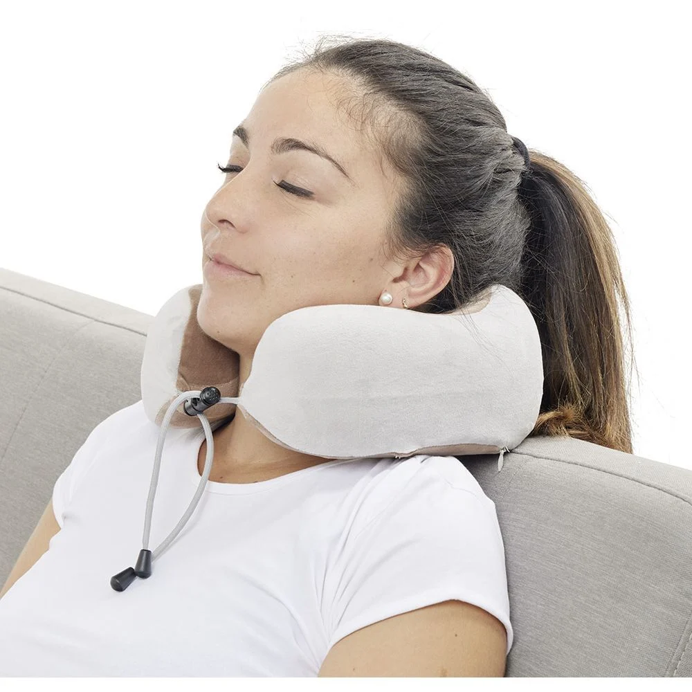 Oreiller de massage gris et blanc 2 points de stimulation