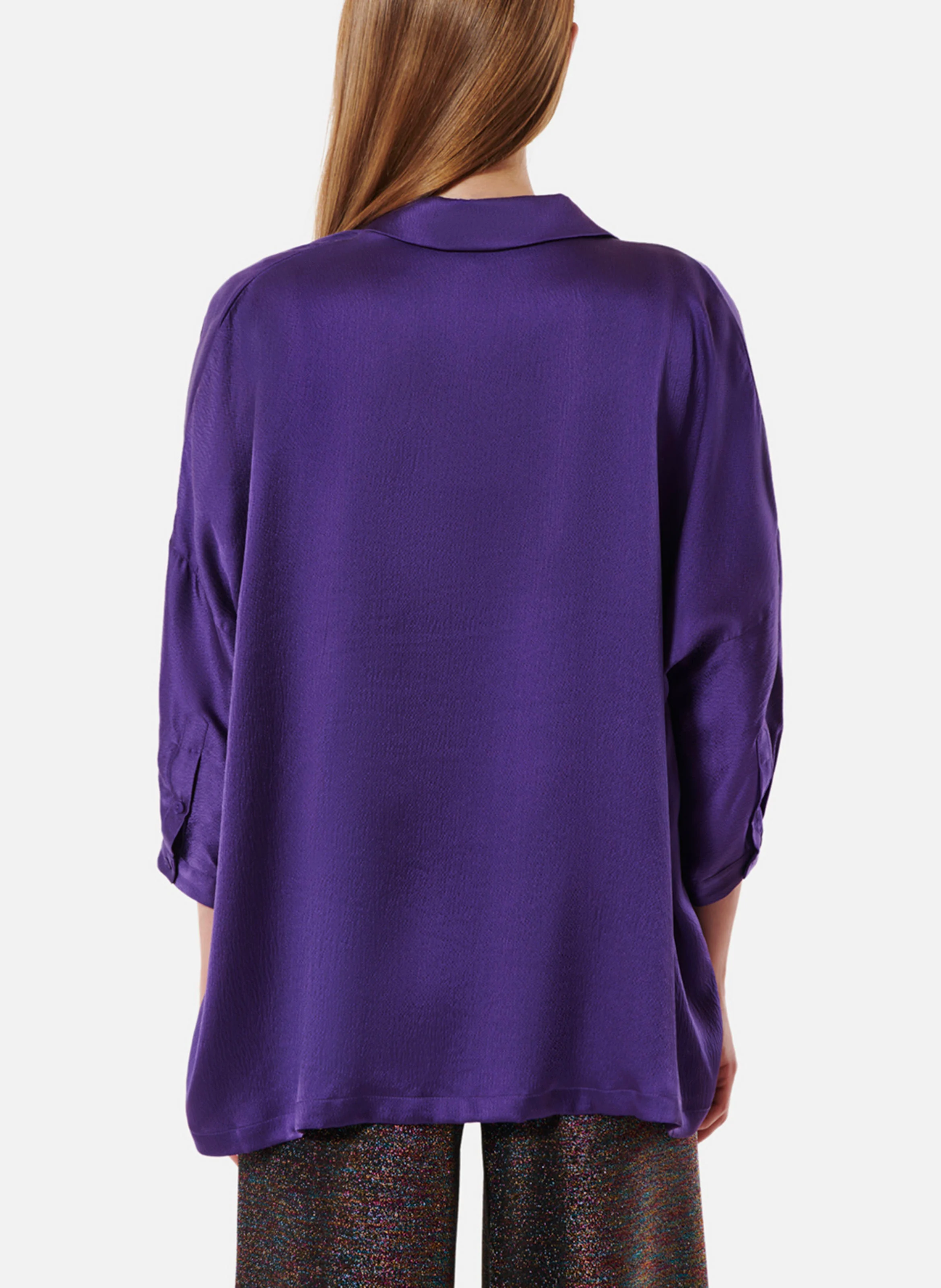 MANON - Chemise droite fluide en soie jacquard | Violet