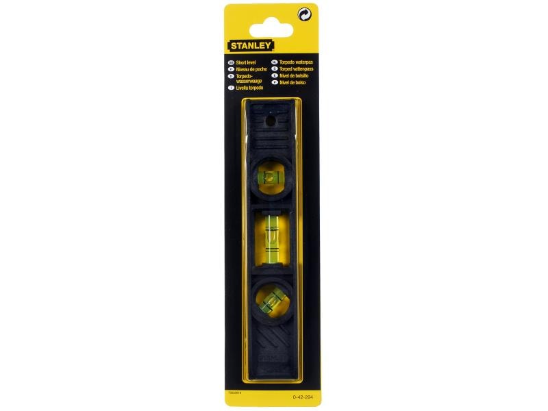 Stanley Wasserwaage Torpedo 20 cm Kompakte Wasserwaage aus Kunststoff