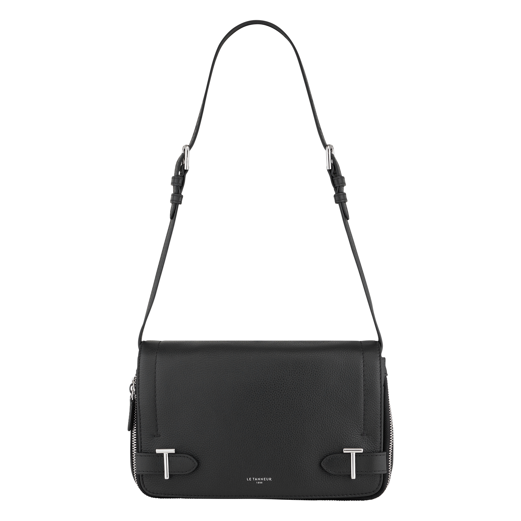 SIMONE - Petit sac bandoulière en cuir grainé| Noir