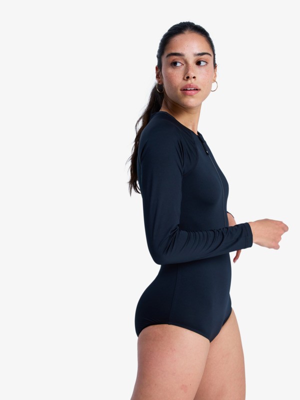 Essentials Monopièce à manches longues avec zip dans le dos Noir Femme