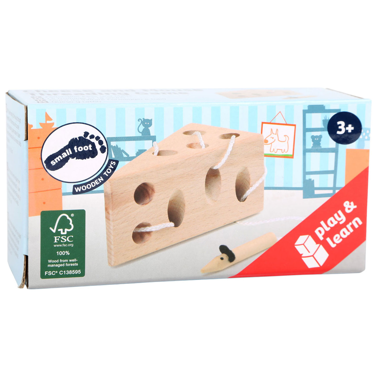 Small Foot-Kaas en Muis Houten Rijgspel