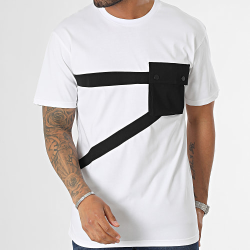 Tee Shirt Poche Blanc Noir