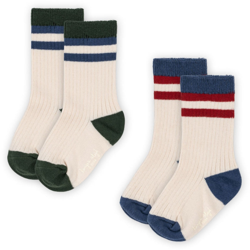 Køb Konges Sløjd Multi Stribe 2 Pack Rib Strømper