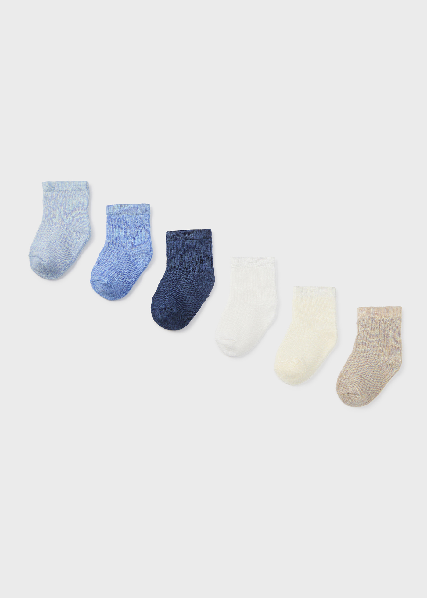 Conjunto de 6 meias LENZING™ ECOVERO™ de viscose para recém-nascidos, azuis.