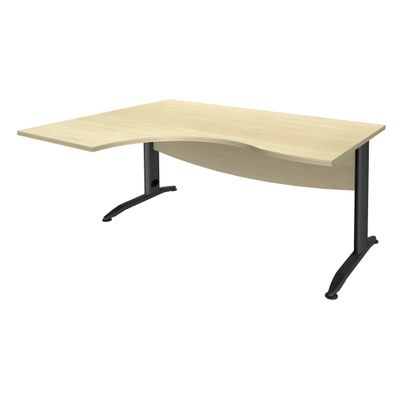 Bureau compact à gauche IDRA - L180 cm - Pieds anthracite - plateau imitation Erable (Pieds de renfort obligatoire à rajouter - non inclus)