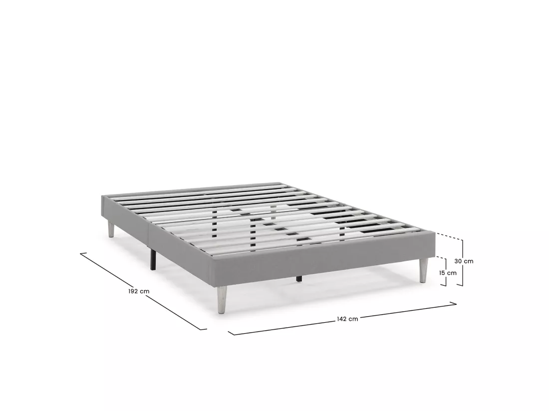 Sommier tapissier Aura 140x190 cm Gris clair, Hauteur 30 cm