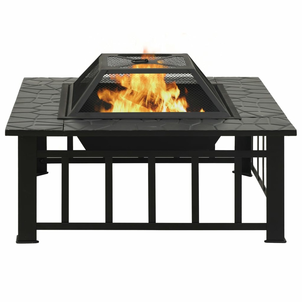 Foyer de jardin avec tisonnier 81x81x47 cm xxl acier