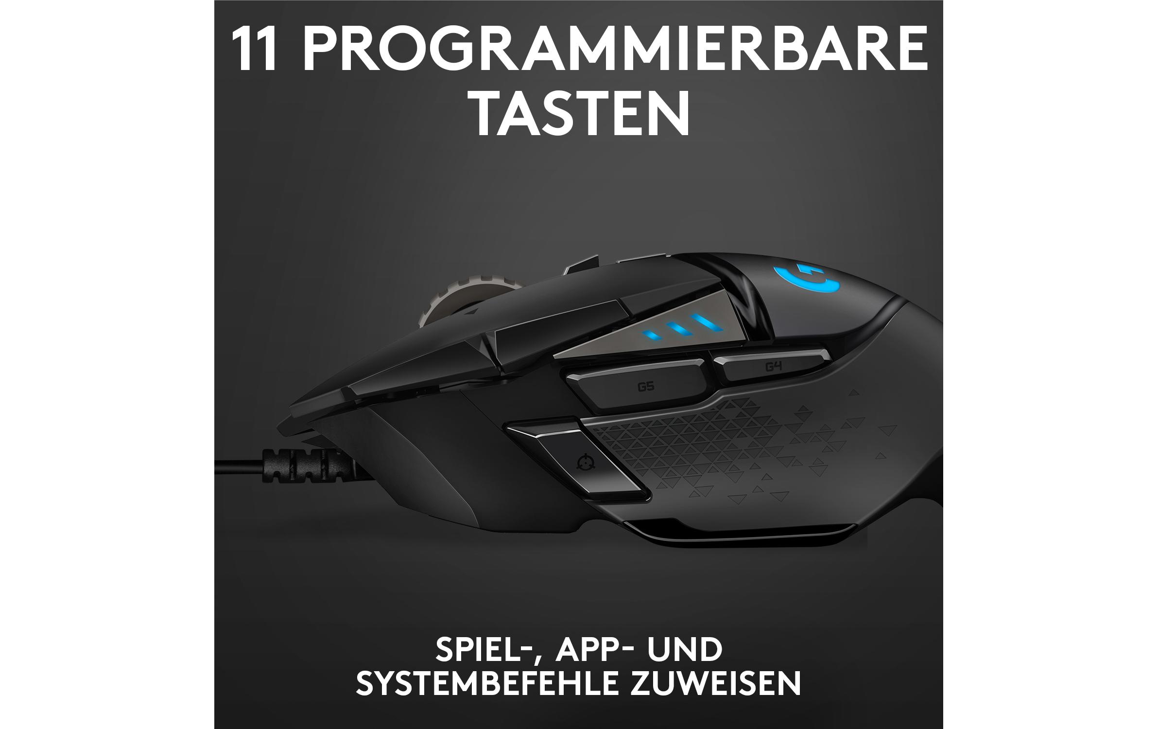 Gaming-Maus G502 HEROHochpräzise Gaming-Maus mit justierbarem Handling und RGB-Beleuchtung