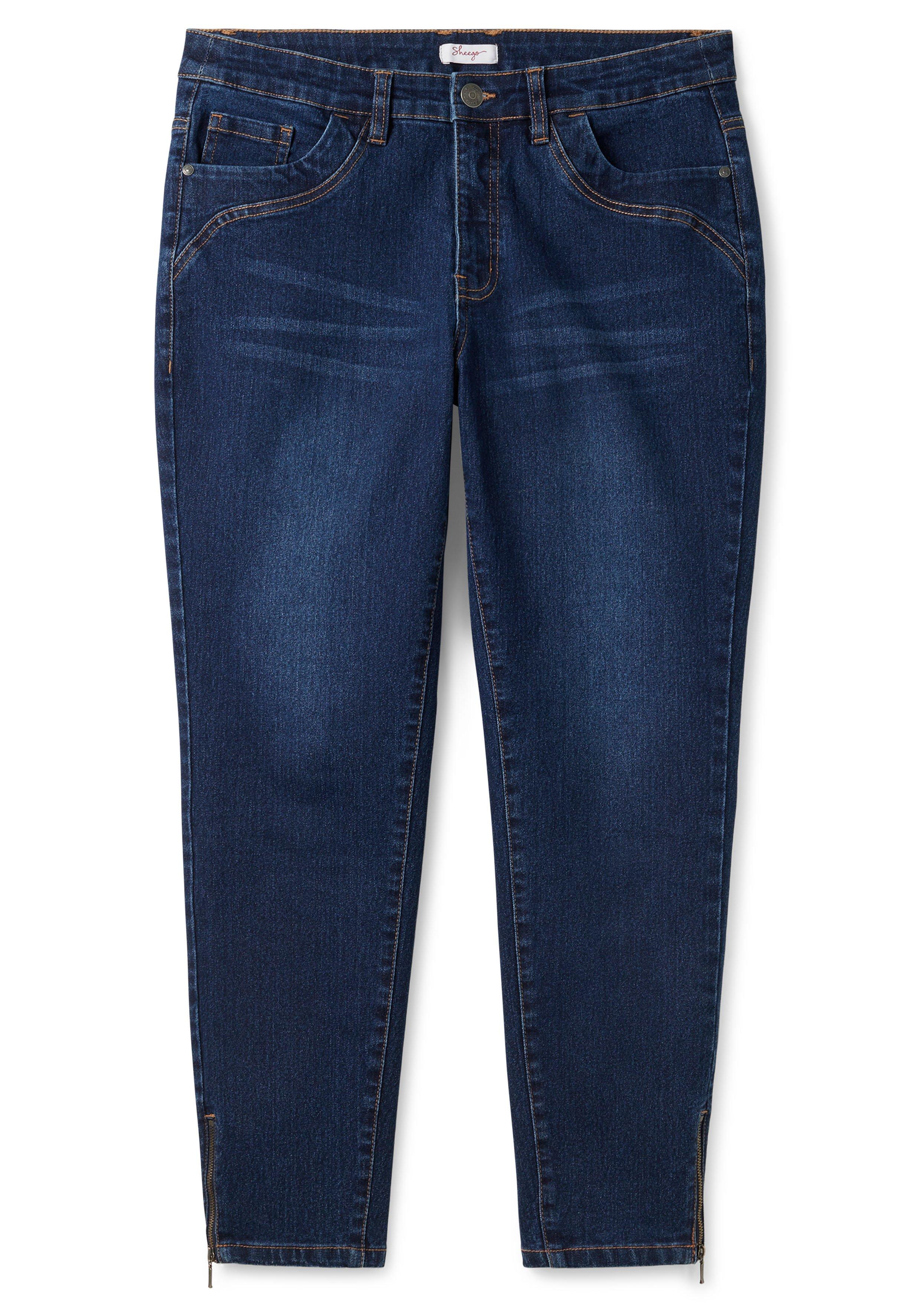 Schmale Jeans mit Zippern am Saumabschluss