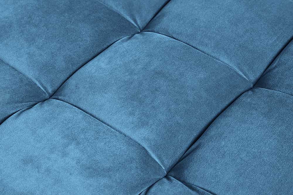 Design Hocker COZY VELVET 80cm petrol blau gold Samt Metallfüße
