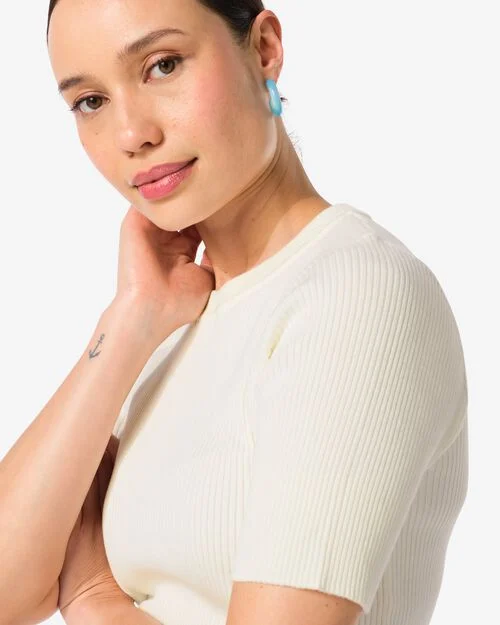 pull côtelé pour femmes blanc