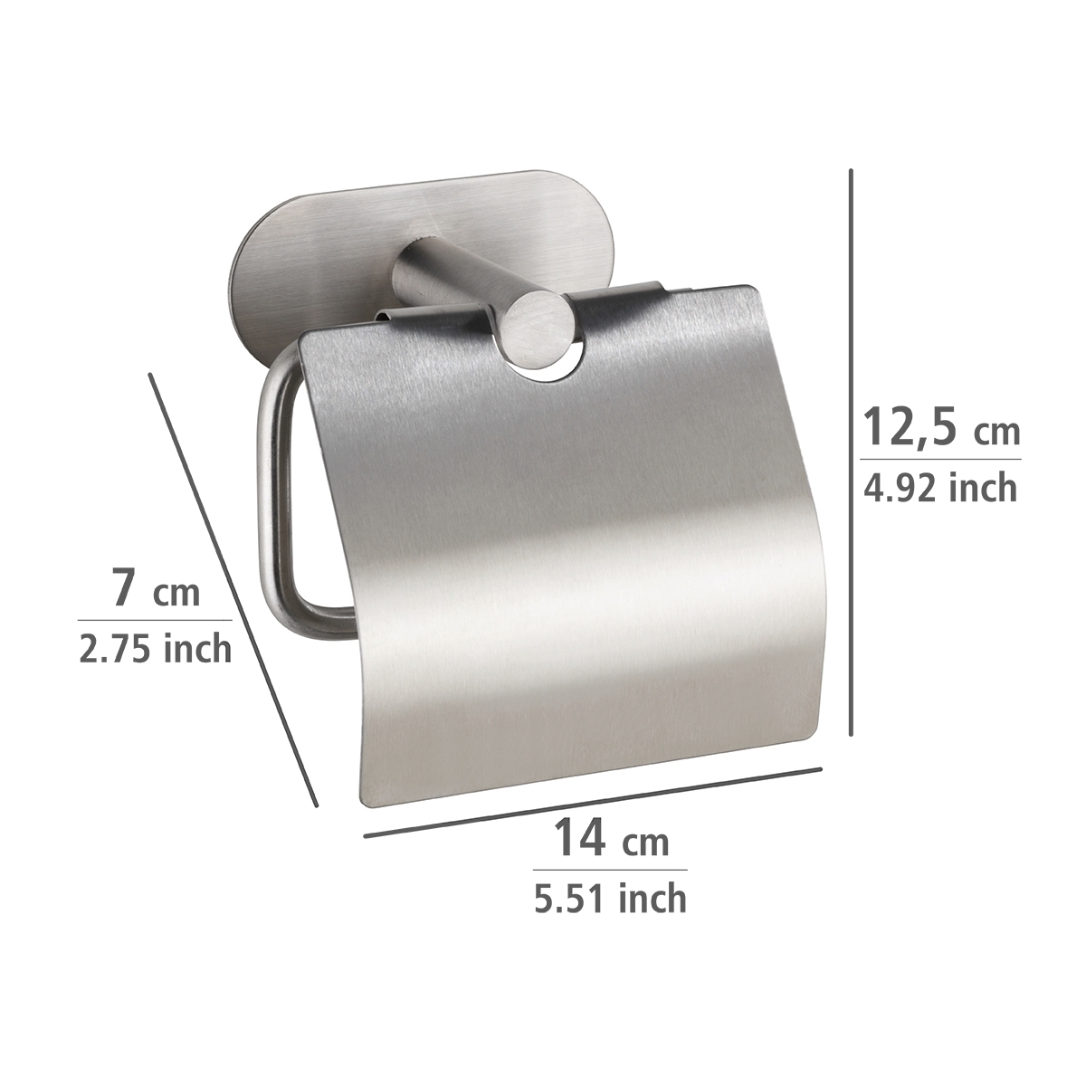 Wenko Orea turbo-loc toiletrolhouder met deksel RVS mat