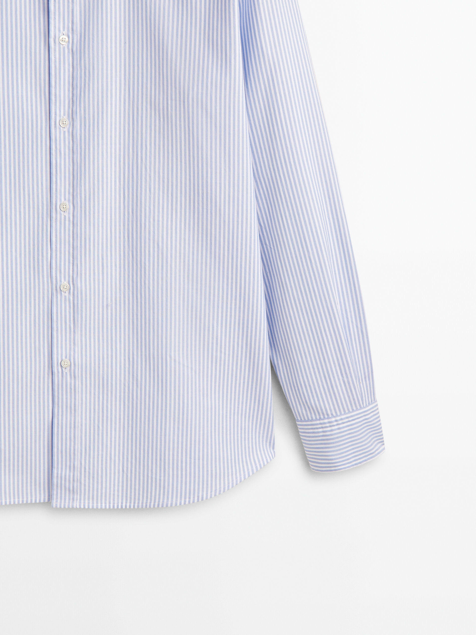 Camisa Oxford slim fit Rayas Algodón - AZUL CLARO