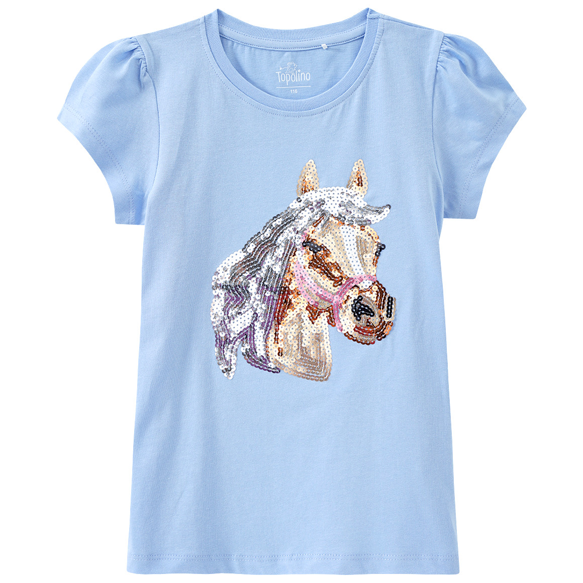 Topolino Mädchen T-Shirt mit Pailletten hellblau