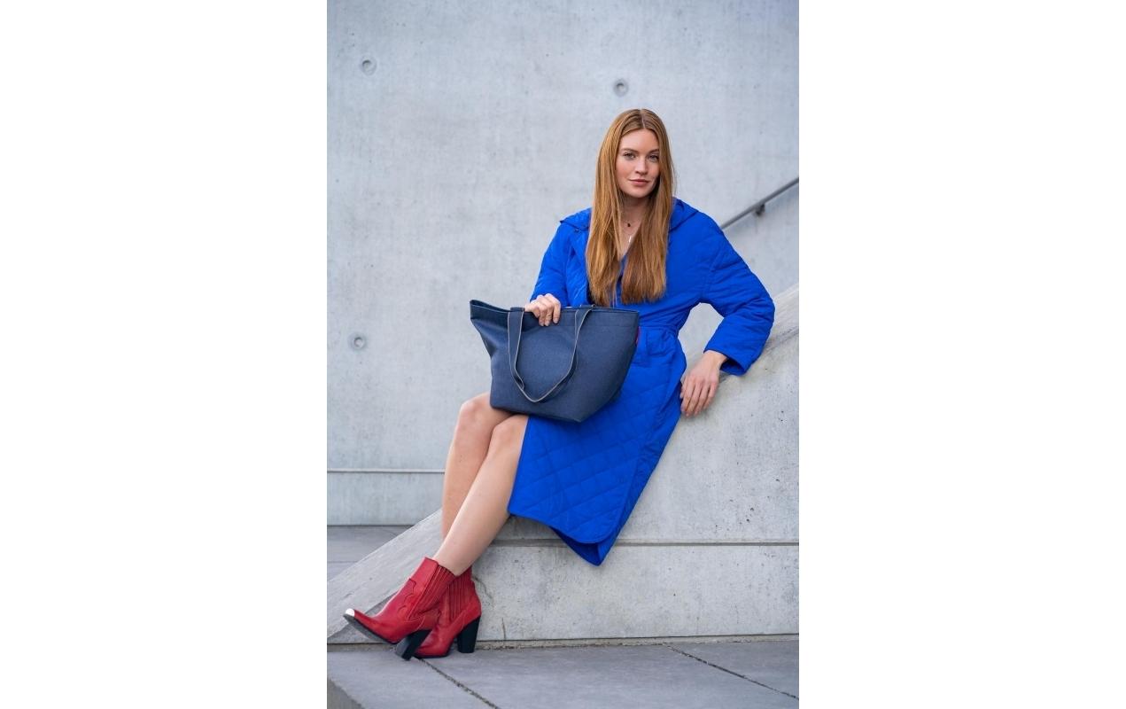 Tasche Shopper M Herringbone Dark BlueEinkaufstasche mit Tragegriffen