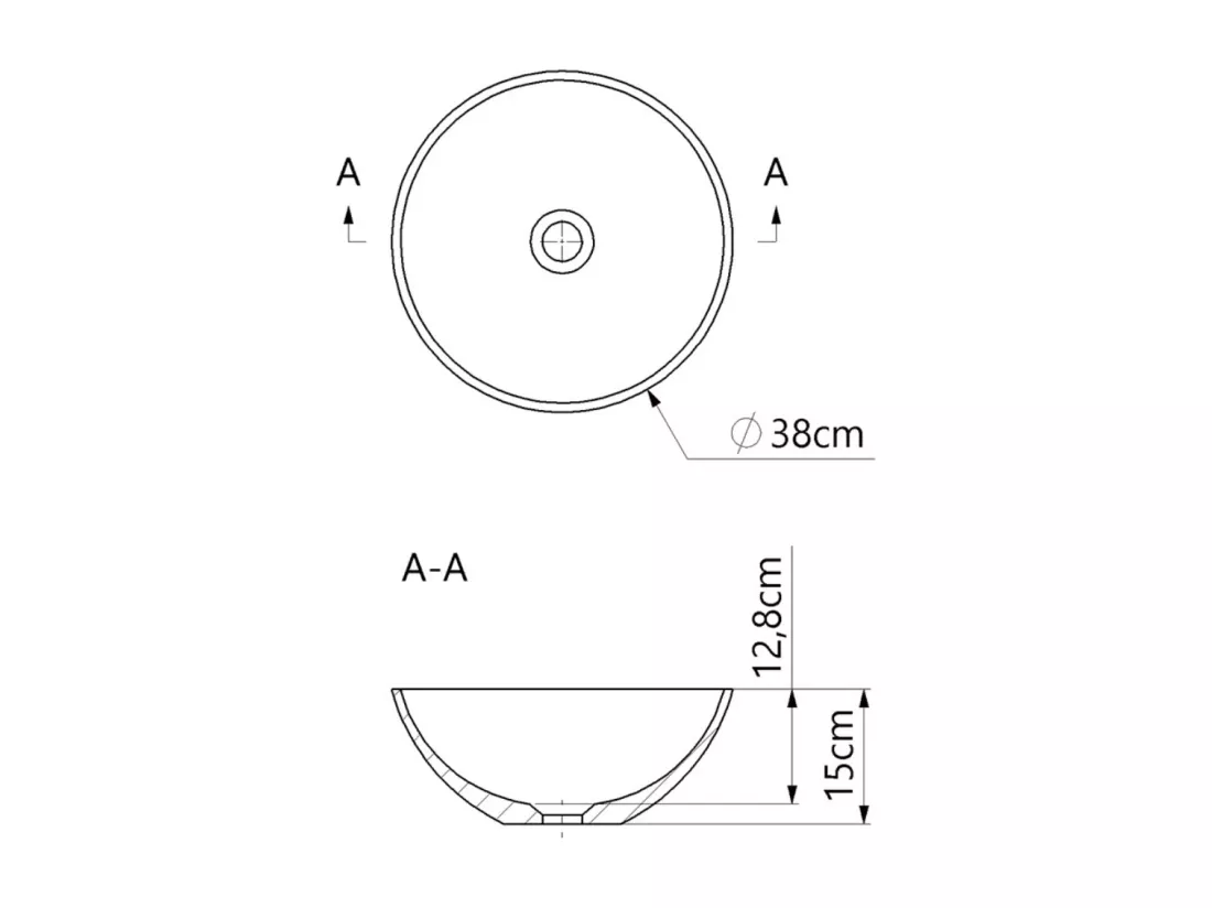 Vasque à poser VIDAR - 75% Minéral Blanc Brillant Ronde 38cm*H15cm - LAVABERG