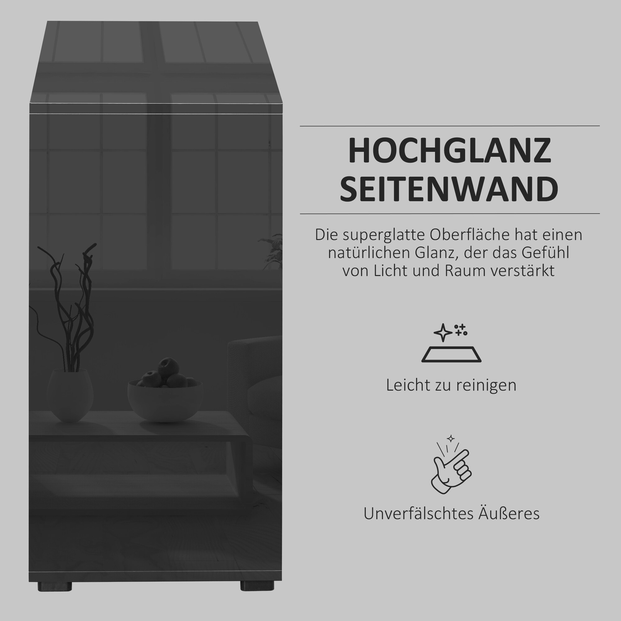 HOMCOM Sideboard mit Anti-Kippvorrichtung schwarz 79L x 36B x 74H cm