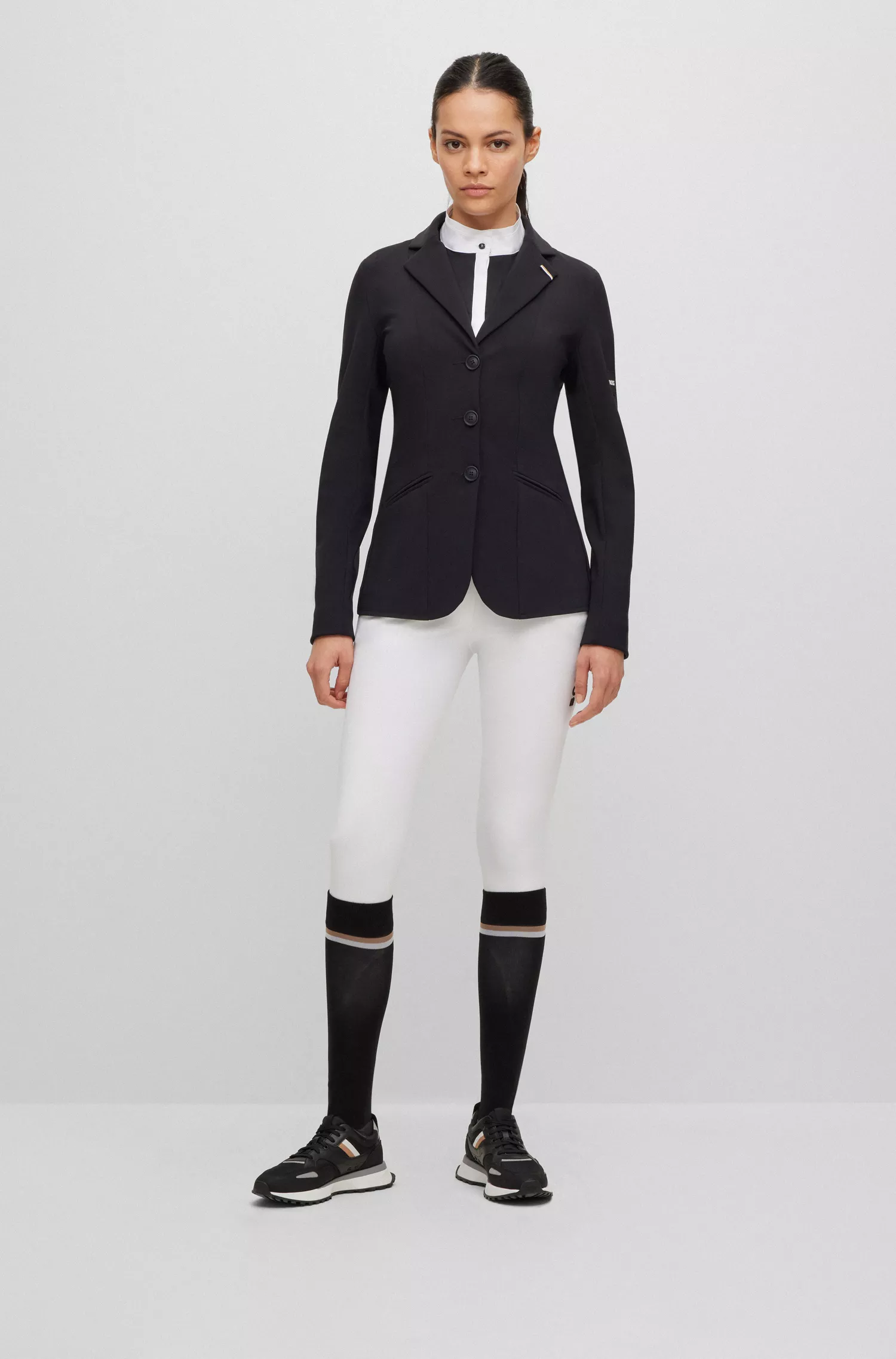 Calças de montaria BOSS Black-Equestrian com punho completo em tecido super elástico.