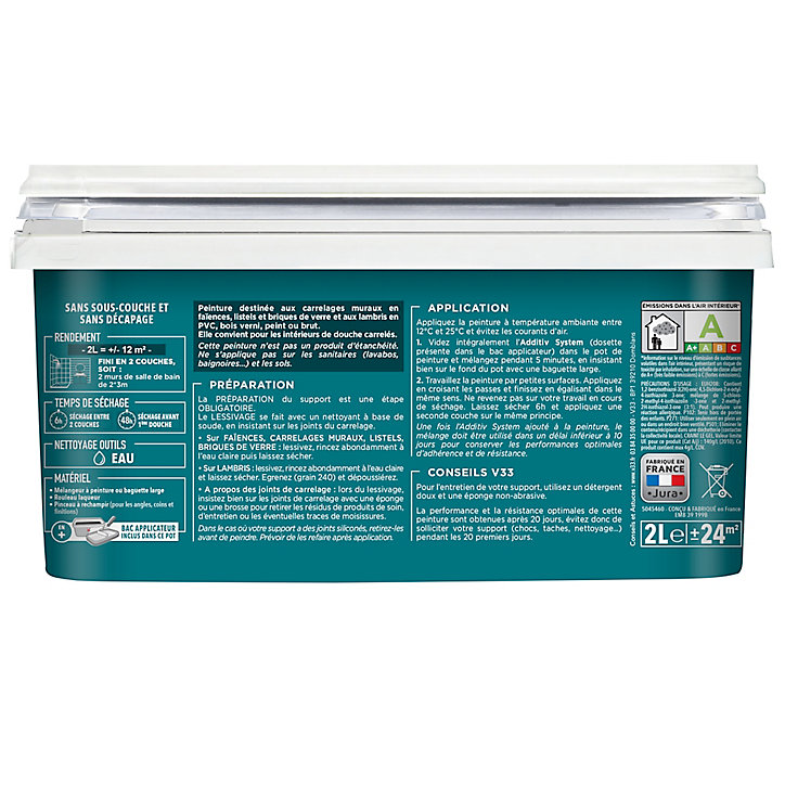 Peinture de rénovation faïence et lambris V33 tendre gris satin 2L