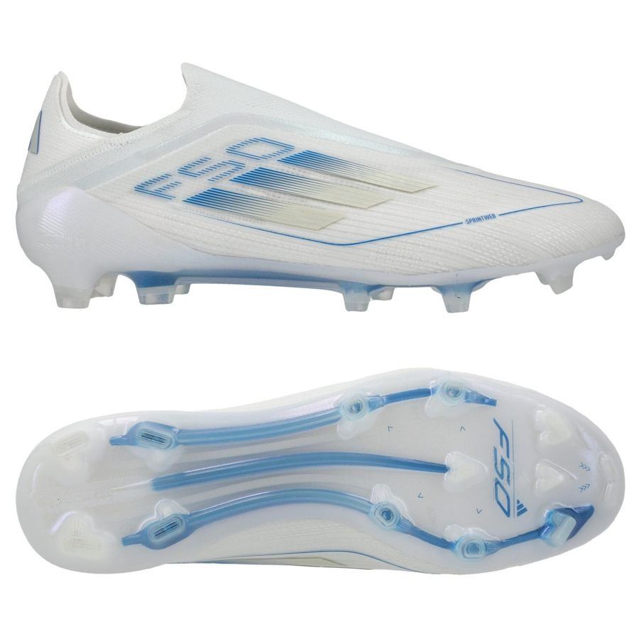 adidas F50 Elite Laceless FG Polar Victory - Blanc/Argenté/Bleu