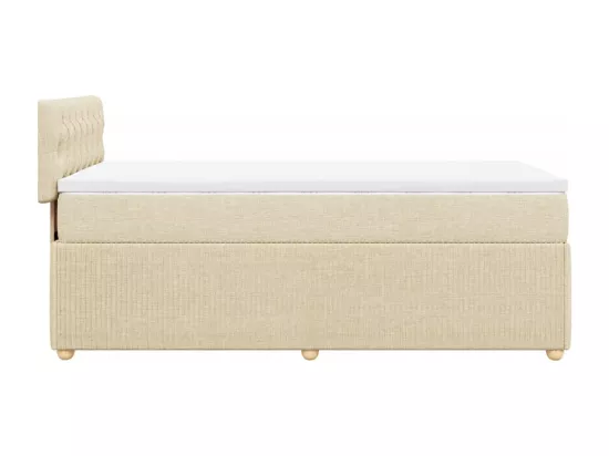 Sommier à lattes de lit et matelas Crème 90x190 cm Tissu