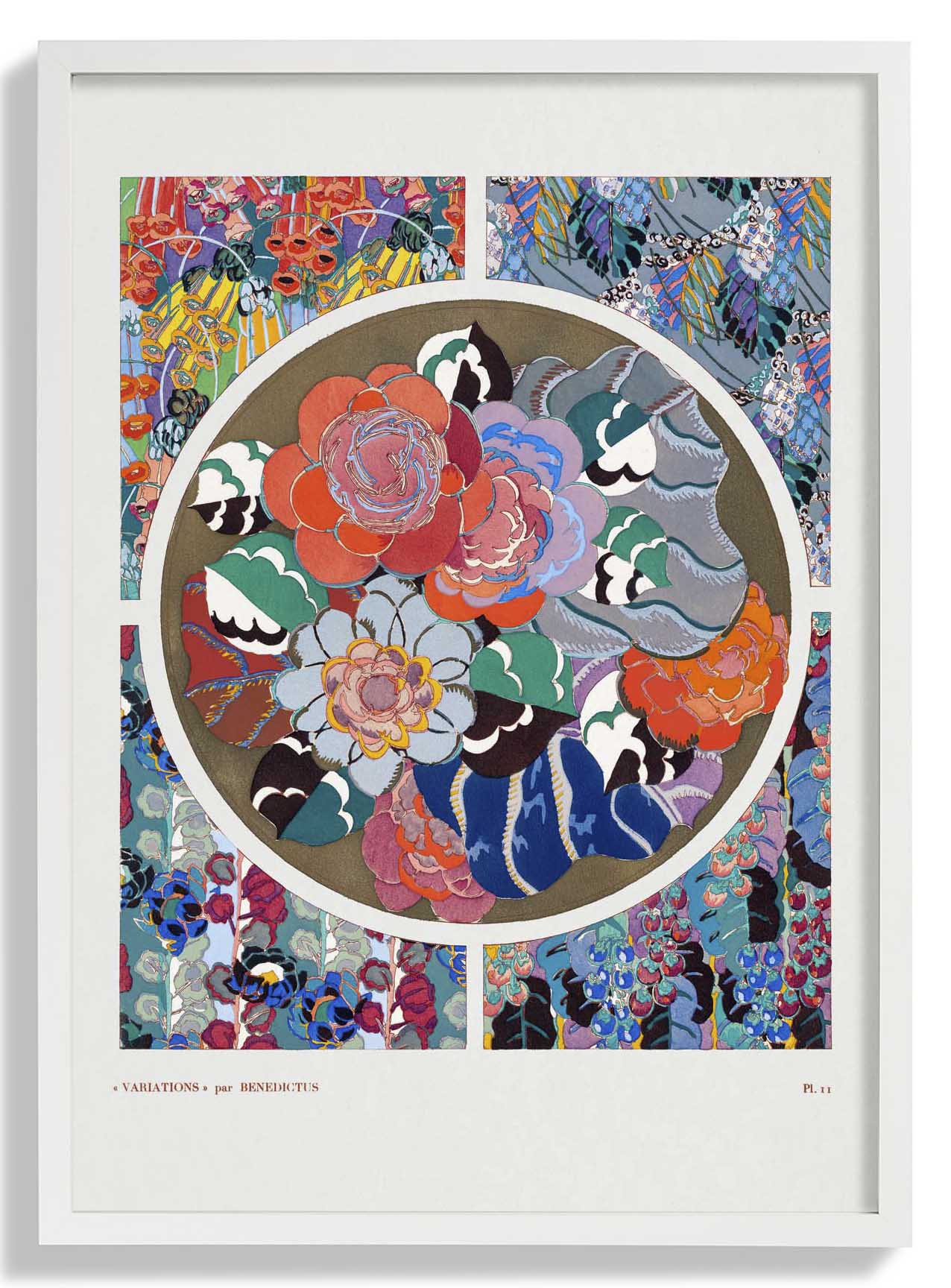 Blumen Art Deco Muster, Variation 11 von Édouard Bénédictus