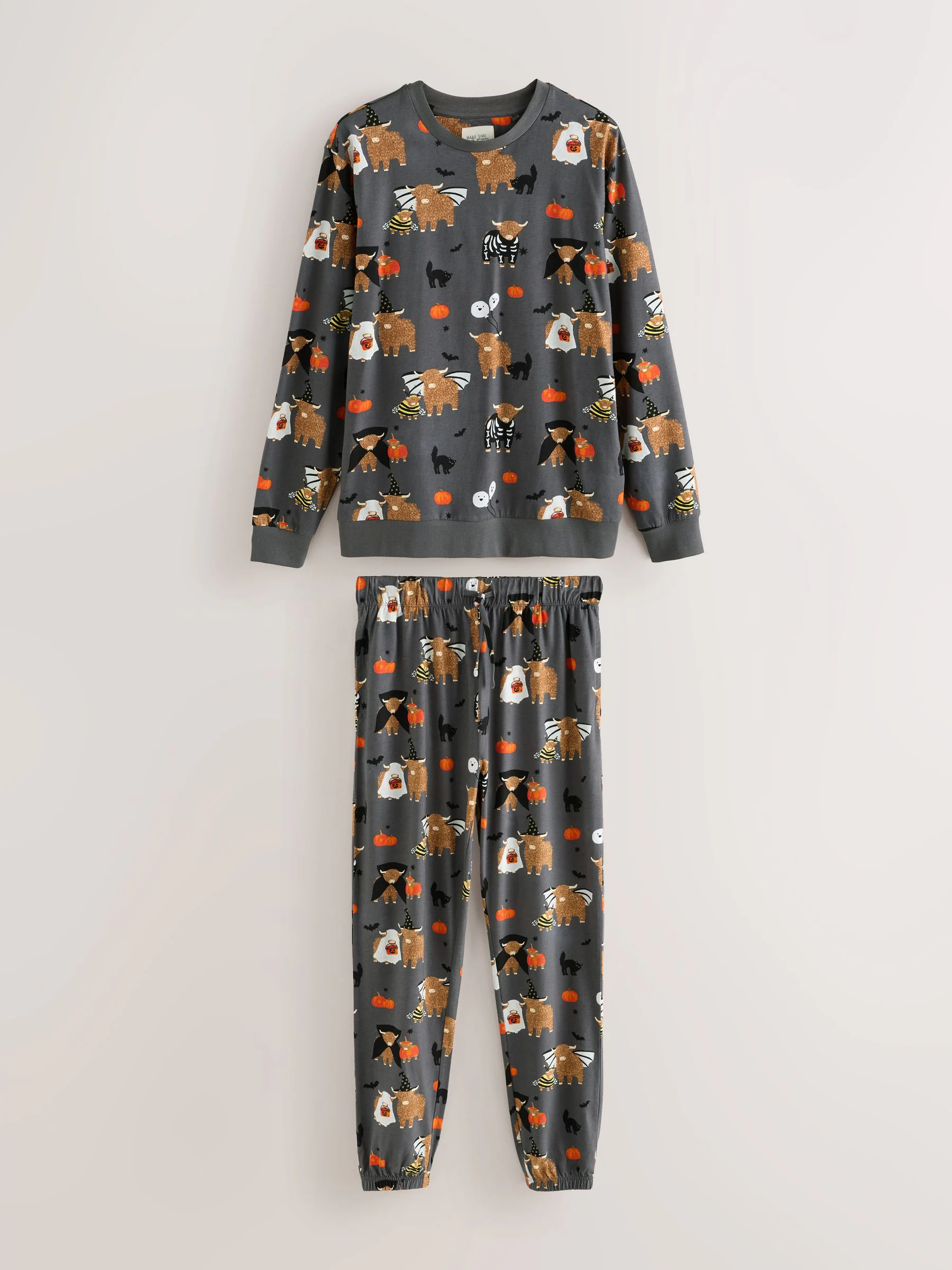 Donkergrijs - Antracietgrijze Halloween Hamish-pyjama met lange mouwen