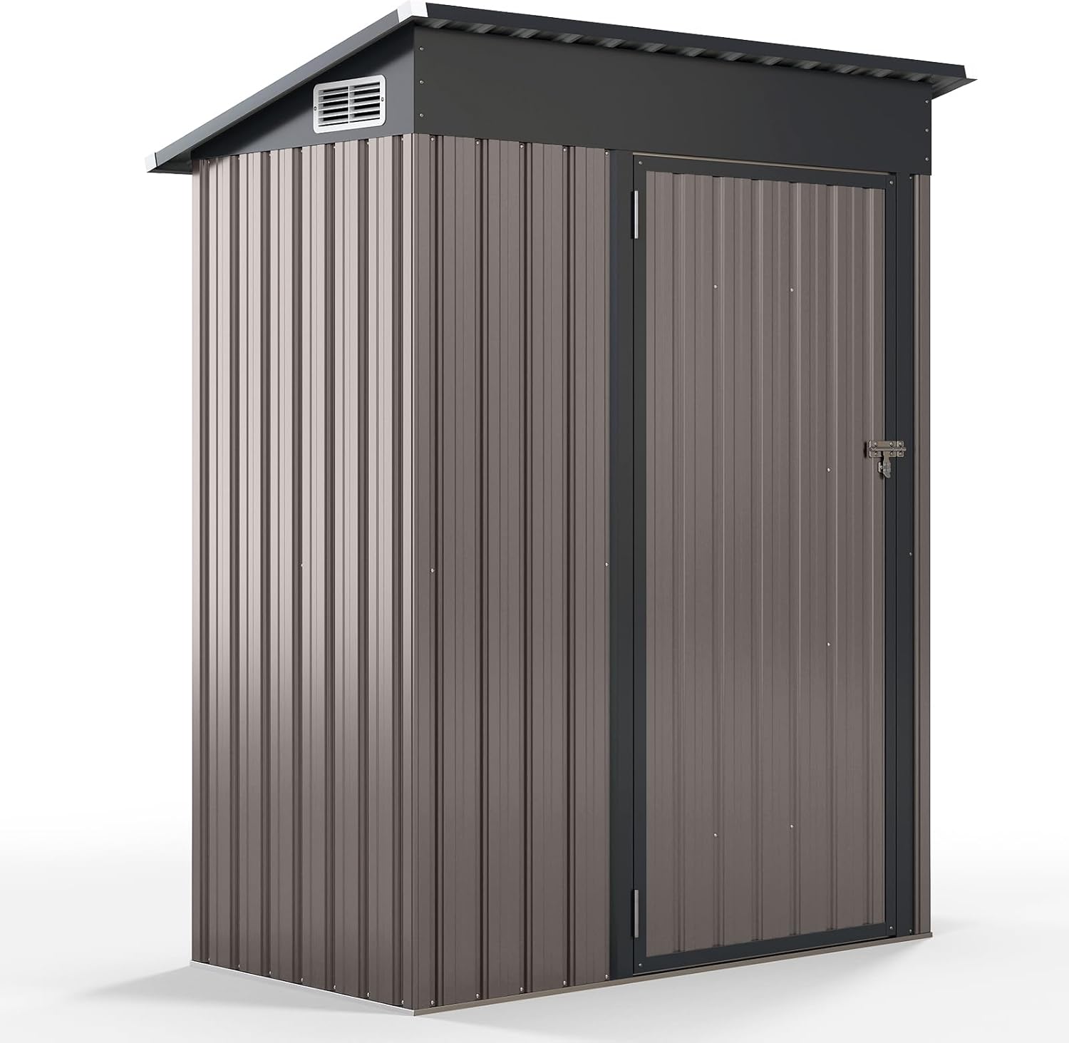 COSTWAY Gartenhaus Metall, 150 x 90,5 x 185 cm | 1,5 m³, Gerätehaus mit Pultdach & Tür, Geräteschuppen abschließbar, Gartenhütte Gartenschuppen, Garten Schuppen Outdoor (Hellgrau)