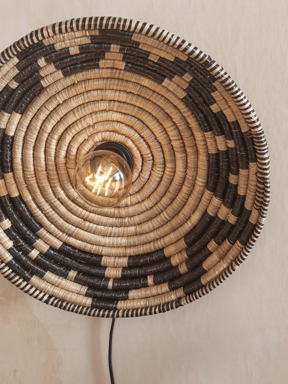 Good&Mojo Andros wandlamp Ø45 zwart/naturel