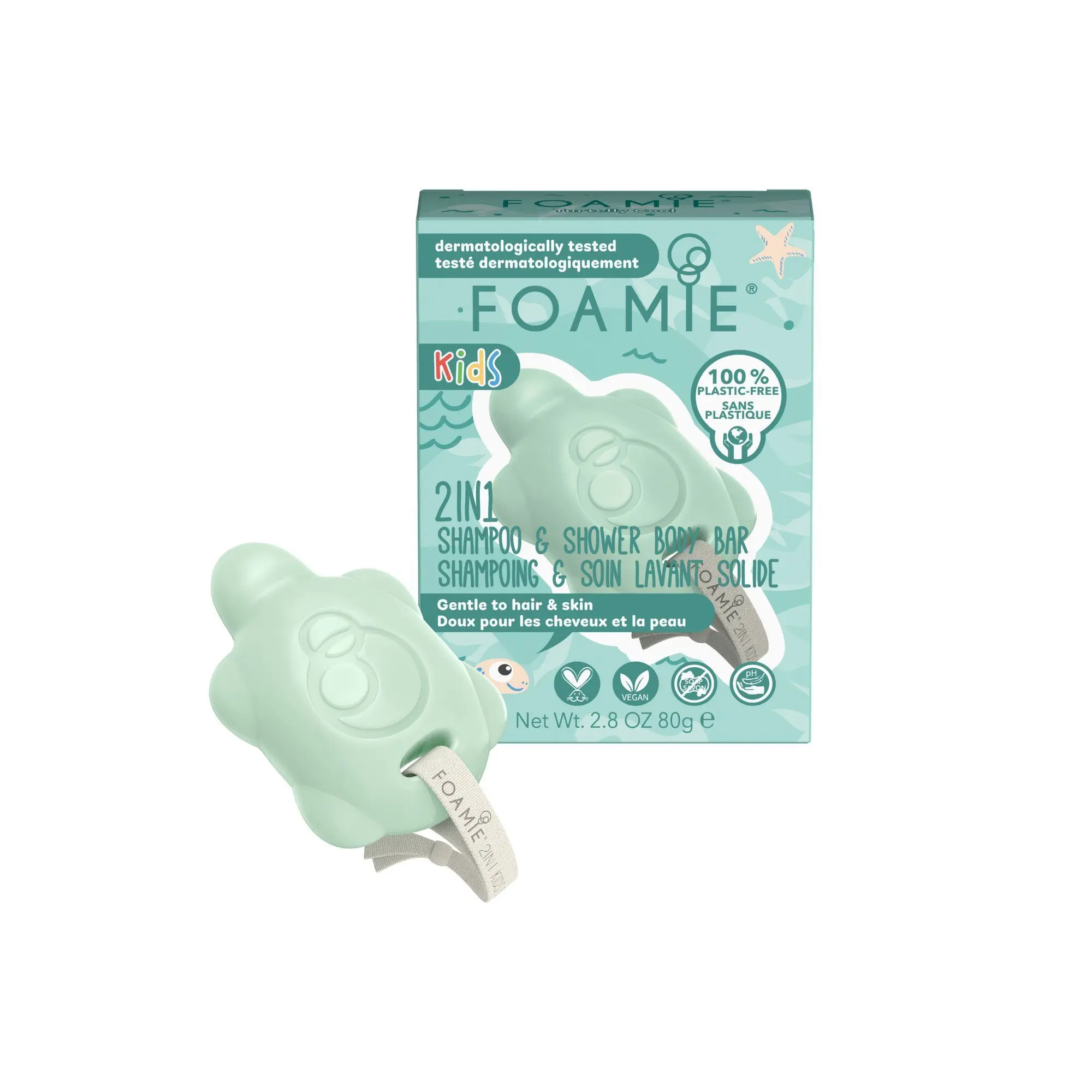 Foamie - Turtelly Cool Shampoing & Soin lavant solide enfants80g - Savon