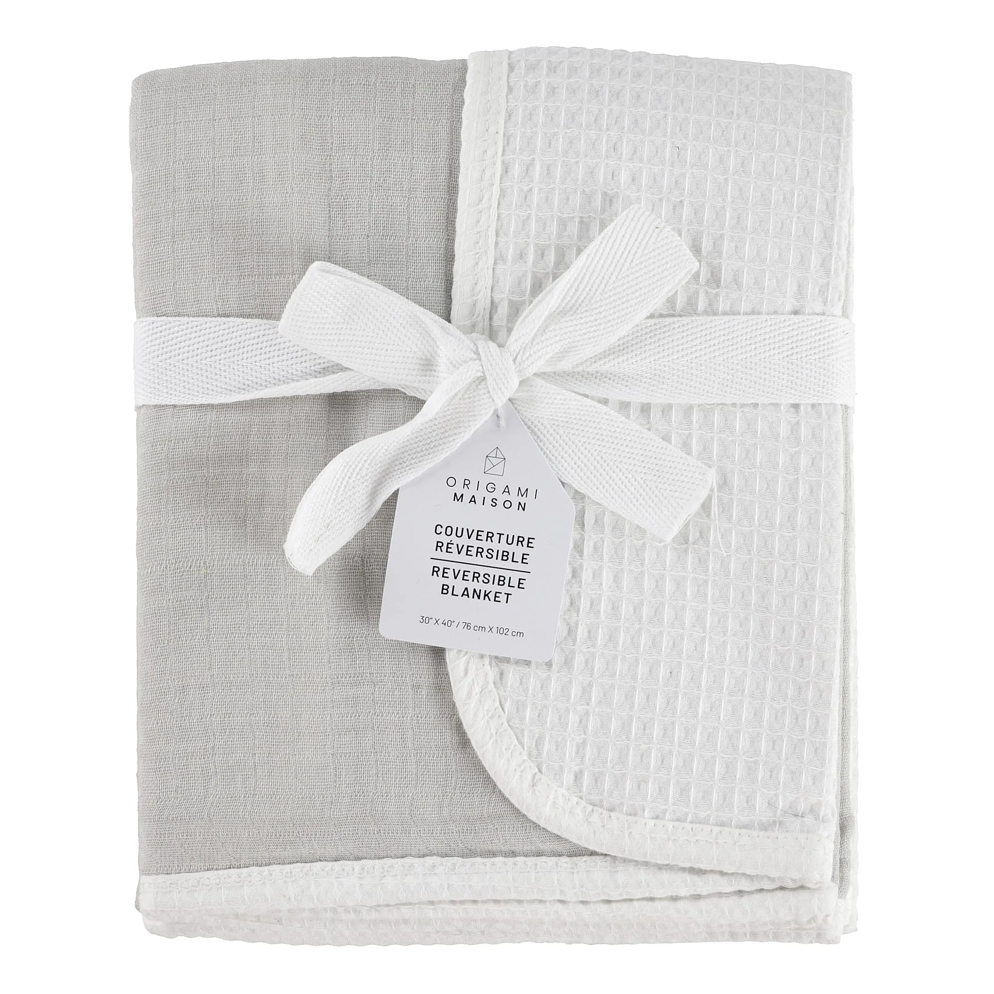 Origami Maison Couverture Mousseline Gaufré - Uni Gris