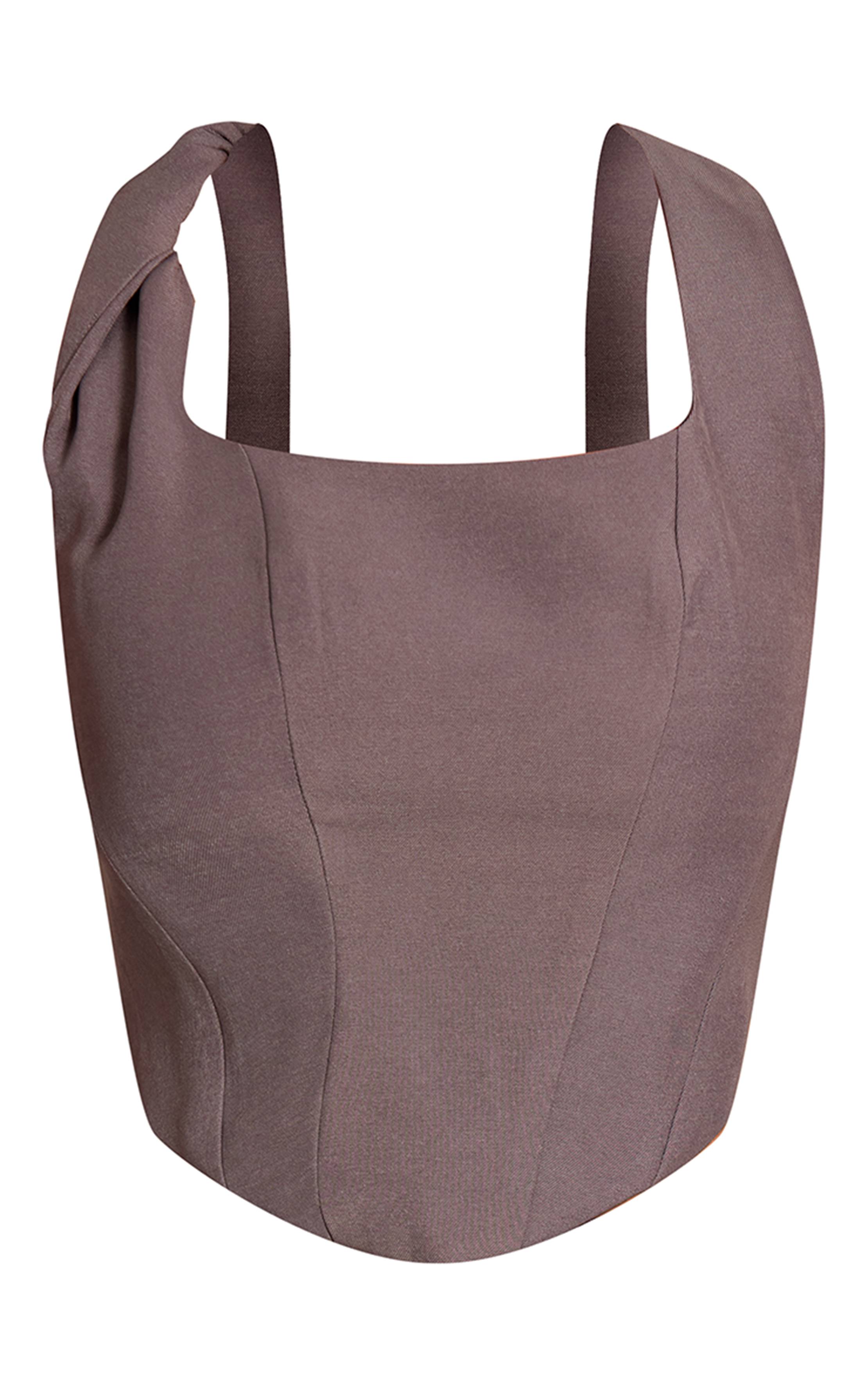Charbon Top Corset Ajusté À Épaules Torsadées Shape
