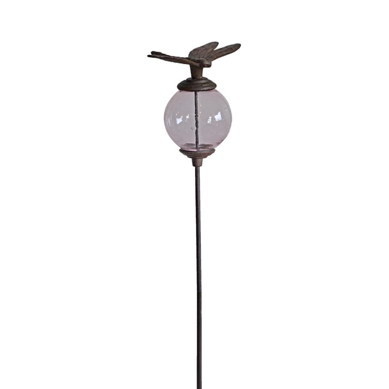 Tuteur boule libellule rose 10x117cm