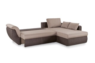 Ecksofa Torgau Strukturstoff Beige/Dunkelbraun
