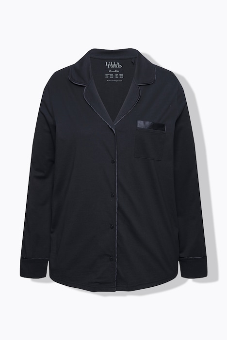 Pyjama, Satin-Piping, Reverskragen, Langarm
