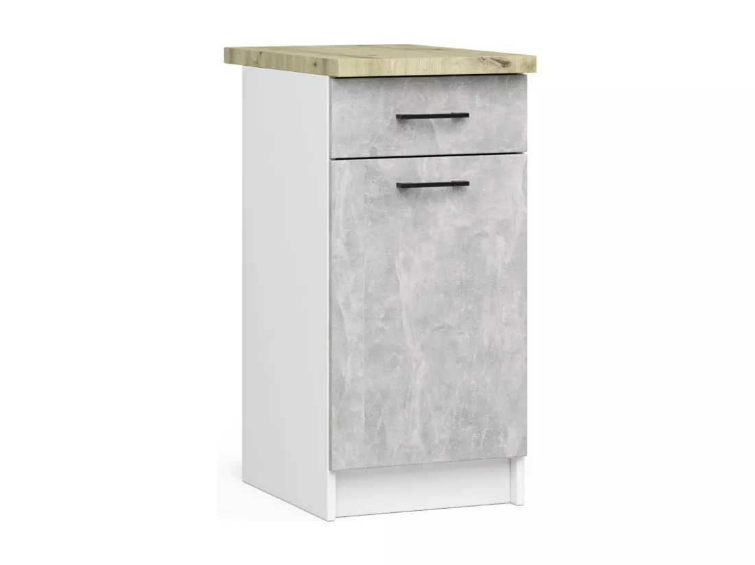 Ensemble De Cuisine AKORD OLIWIA 1.8m Blanc 180 cm 7 portes 1 tiroir façade Béton 8 étagères 180x46x203 cm