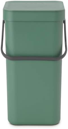 Brabantia Afvalbak met deksel dat open blijft staan, 12 liter, HxBxD 35 x 20 x 24,9 cm, kunststof, donkergroen