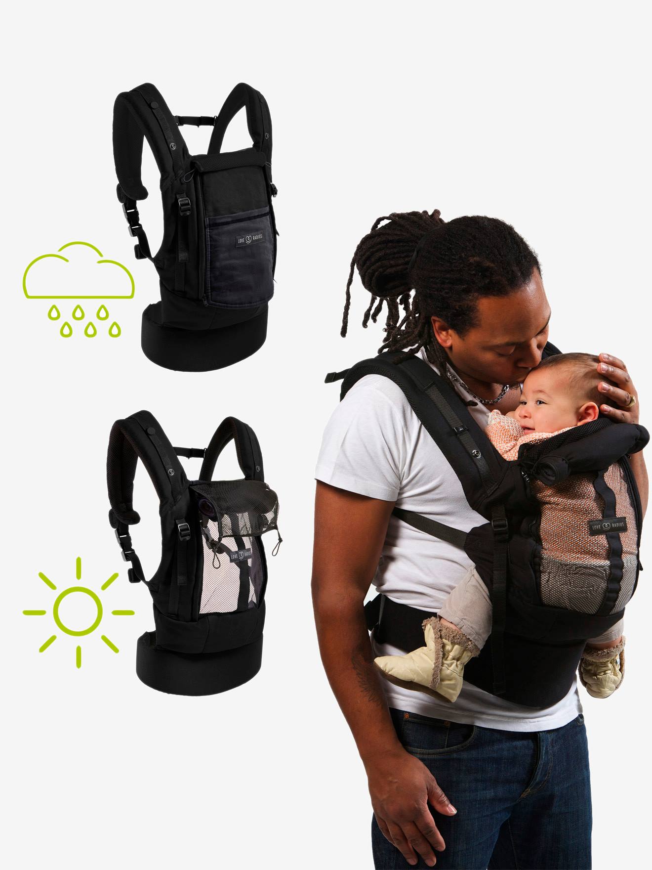 Canguru para bebês Physio Carrier LOVE RADIUS da JE PORTE MON BEBE, cor cinza claro liso