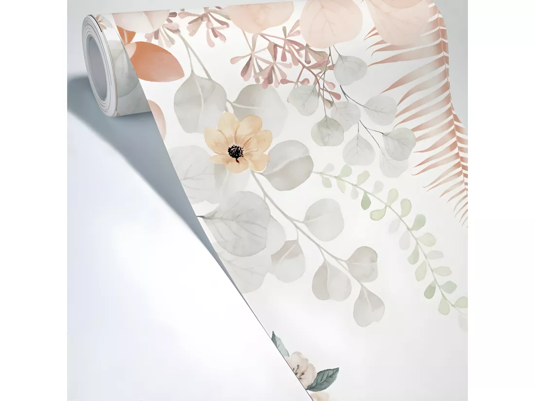 Papier Peint Panoramique L336xH270cm - Flowers In Rain Terracotta - Papier intissé 150gr/m2