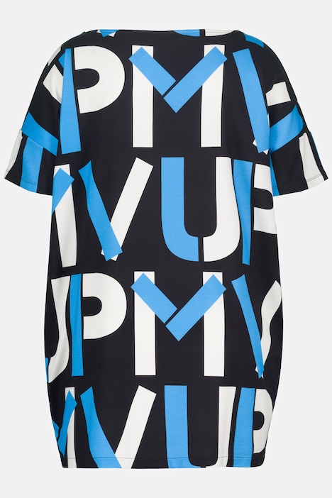 Longshirt, Schriftmotiv, A-Linie, Rundhals, 3/4-Arm