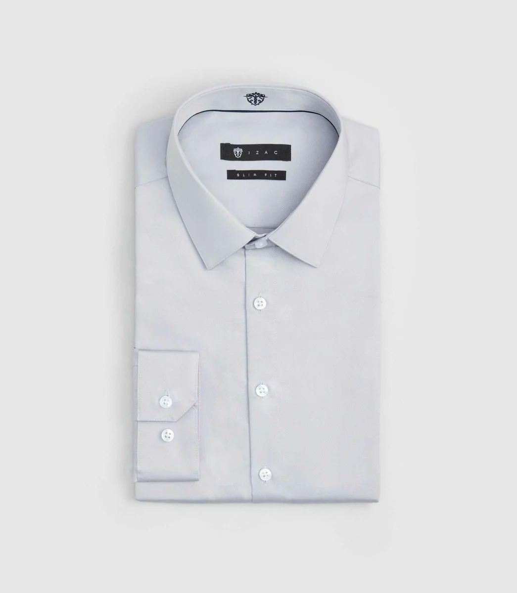 Chemise slim coton gris-clair «Satinslim»