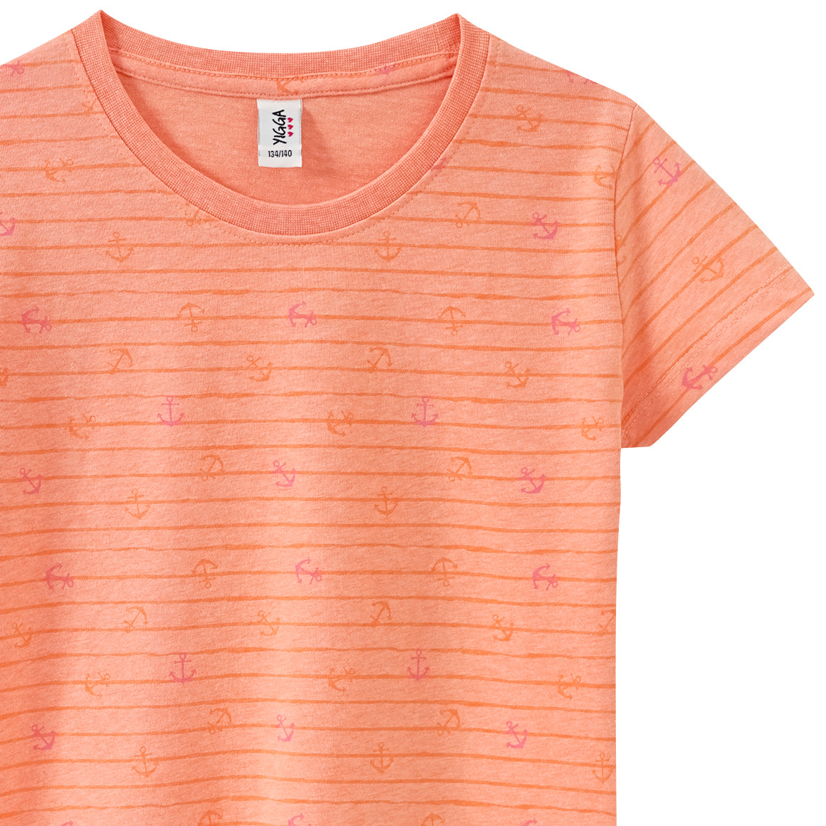 Yigga Mädchen T-Shirt mit Anker-Print hellorange