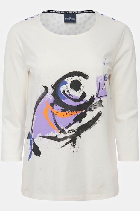 T-Shirt, Fisch/Punkte, Rundhals, 3/4-Ärmel, OEKO-TEX