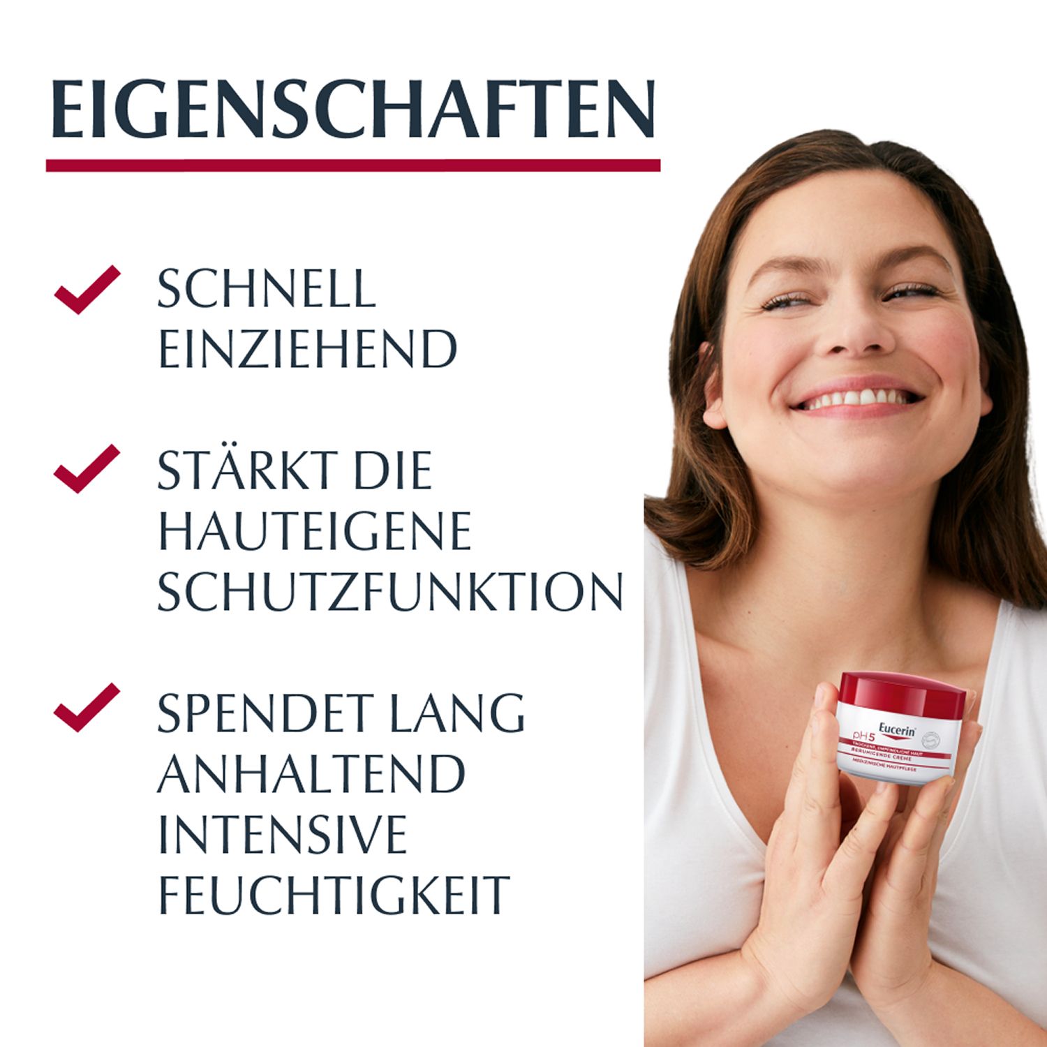 Eucerin® pH5 Creme – Beruhigende Hautpflege für strapazierte Haut, spendet 24h intensive Feuchtigkeit - Jetzt 3€ sparen mit Code 